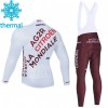 Radbekleidung Radtrikot Langarm + Lang Trägerhose 2021 AG2R Citroen Team Winter Thermal Fleece N001